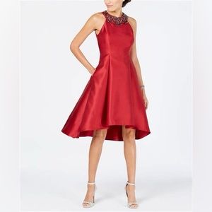 NWT Adrianna Papell Dress Womens Size 6 Mikado Fit & Flare Cardinal Formal